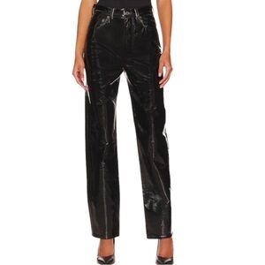 NWT $378 Revolve AGOLDE Recycled Leather 90's Pinch Waist in Black Paten…